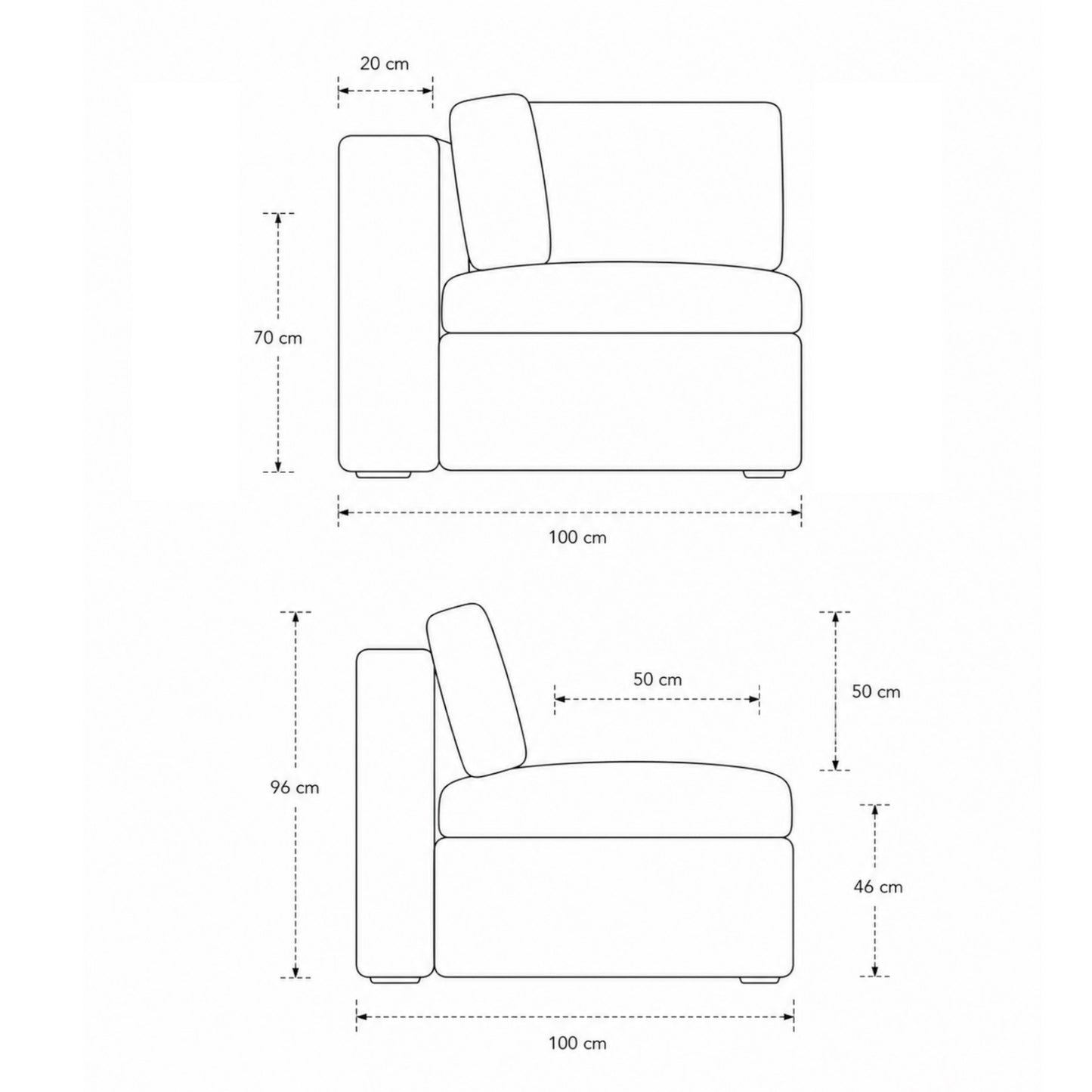 Sillón con brazo derecho - izquierdo Lucca