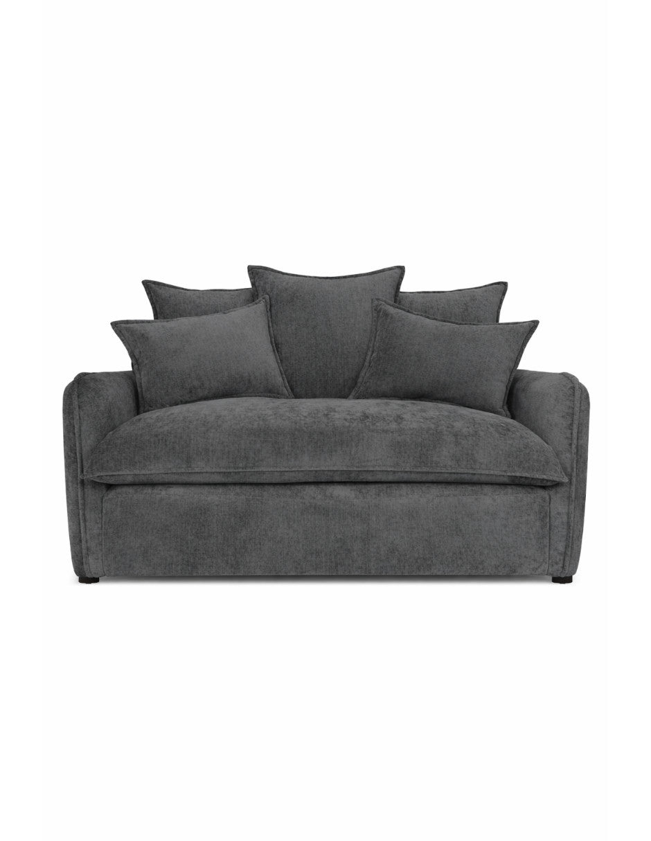 loveseat gris oscuro de tela para sala moderna de 2 plazas toura
