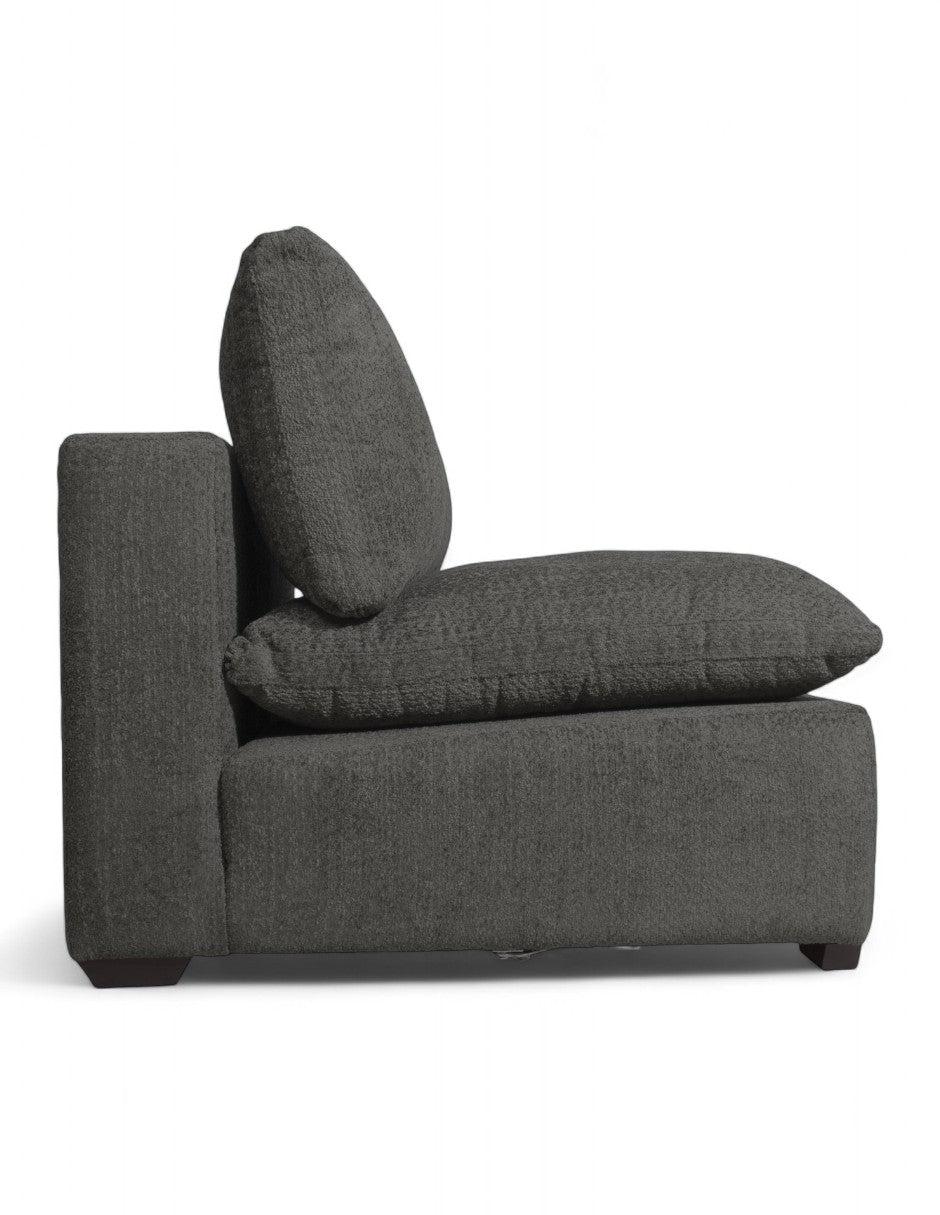 Vista lateral módulo individual sin brazos de sala modular gris tipo comodín