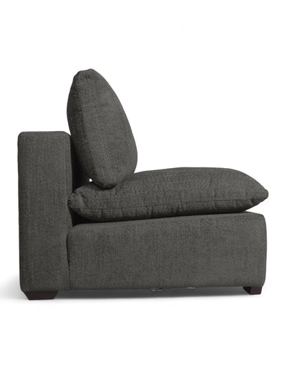 Vista lateral módulo individual sin brazos de sala modular gris tipo comodín