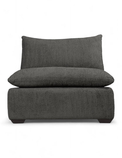 Vista frontal módulo individual sin brazos de sala modular gris tipo comodín