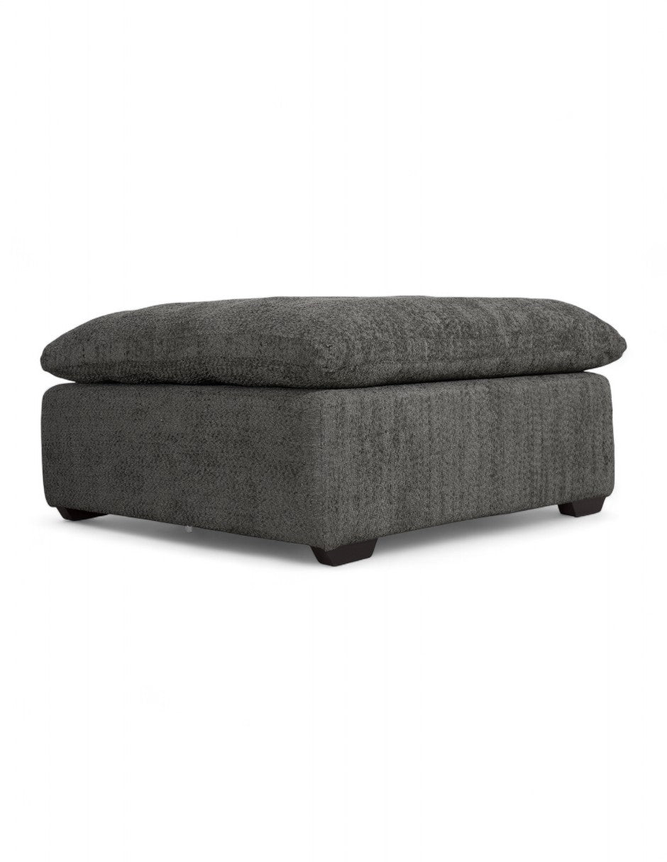 Vista 3/4 taburete o módulo ottoman gris para sala modular moderna