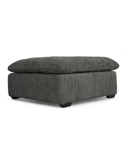 Vista 3/4 taburete o módulo ottoman gris para sala modular moderna