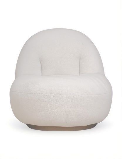Sillón individual blanco tapizado en tela bouclé estilo moderno vista frontal