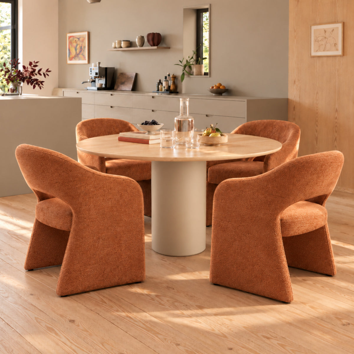 Silla de comedor tapizada Parma - Terracota