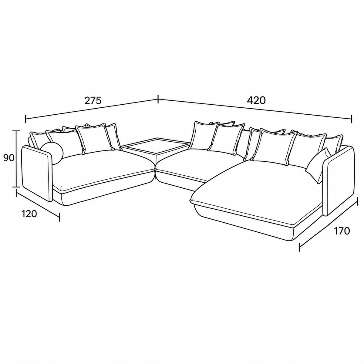 Sala modular Dreux con mesa esquinera