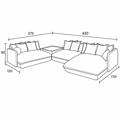 Sala modular Dreux con mesa esquinera
