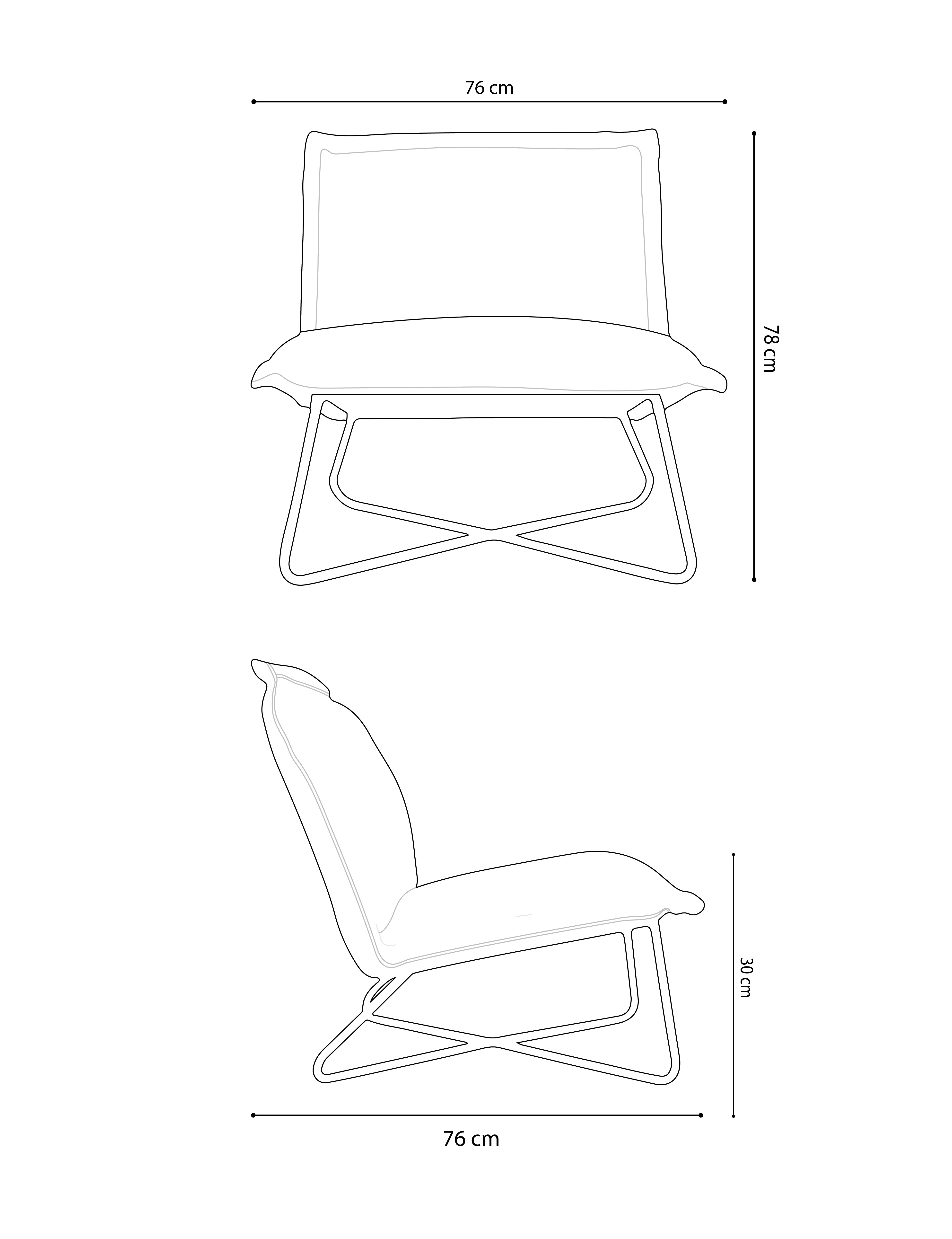 Medidas de sillón lounge individual dimensiones ancho 76 cm alto 78 cm profundidad 76 cm