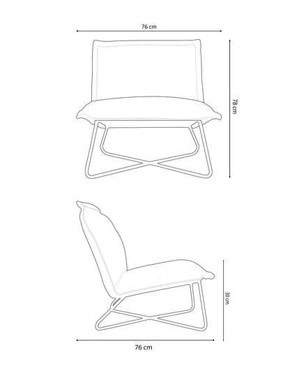 Medidas de sillón lounge individual dimensiones ancho 76 cm alto 78 cm profundidad 76 cm