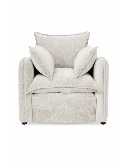 sillón individual blanco de tela con cojinería suelta para sala moderna toura